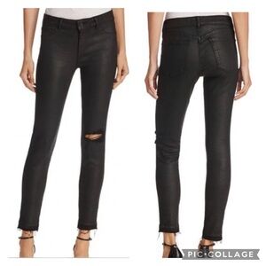 EUC DL 1961 Margaux Mid Rise Instasculpt Coated Ankle Skinny Jeans in Habasu